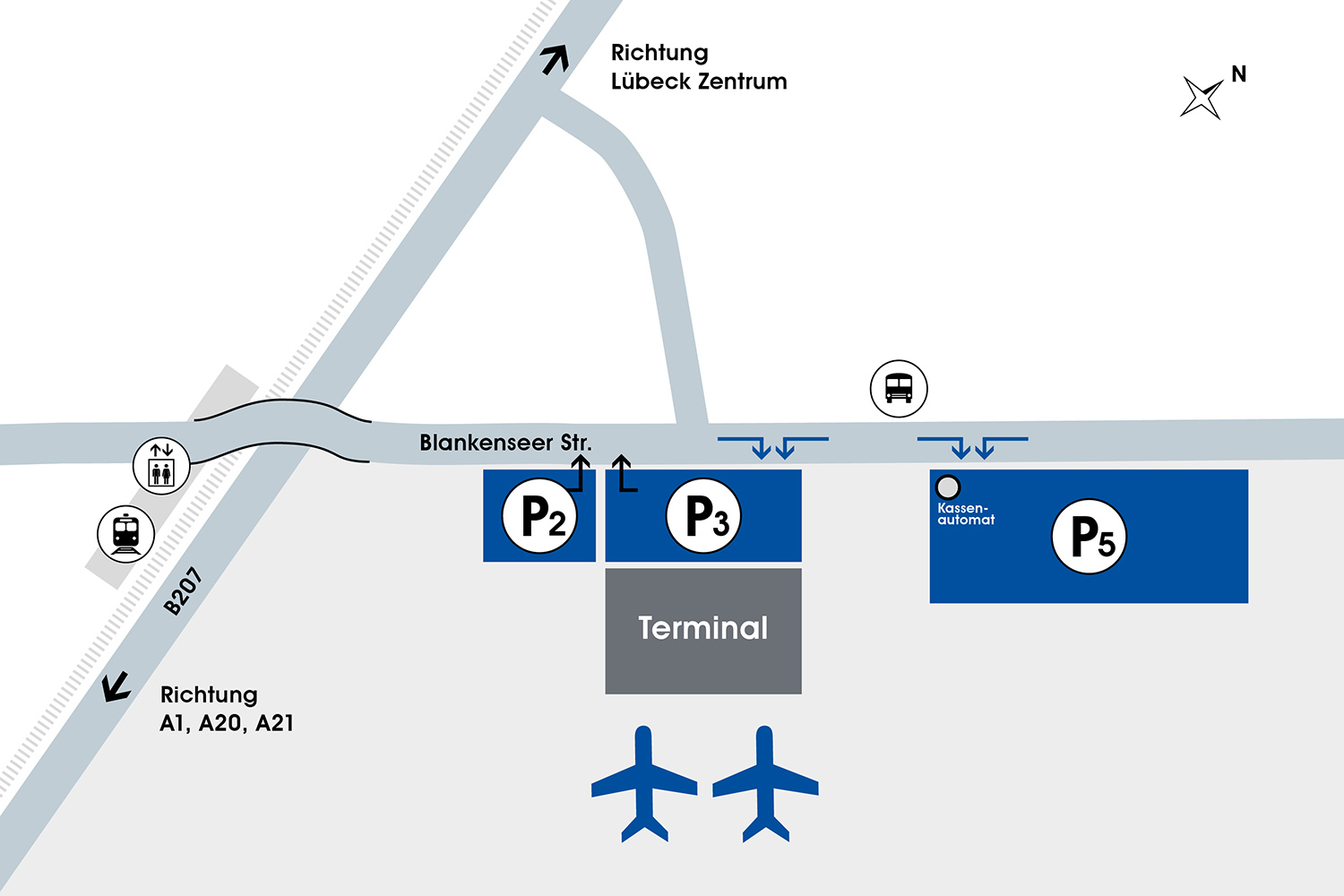 Parkplan des Flughafen Lübeck